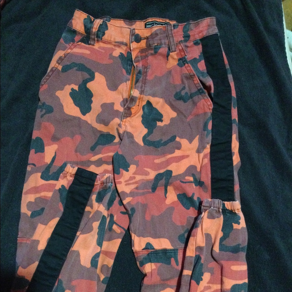 Orange and black camp pants